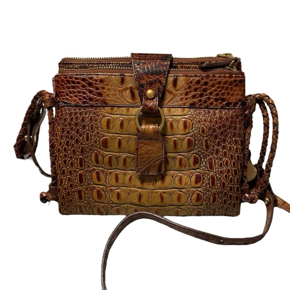 Brahmin Toasted Almond Collection 4 Pieces Handbag Crossbody Two Wallets